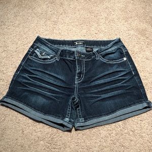 NWOT Rhinestoned Dark Wash Denim shorts